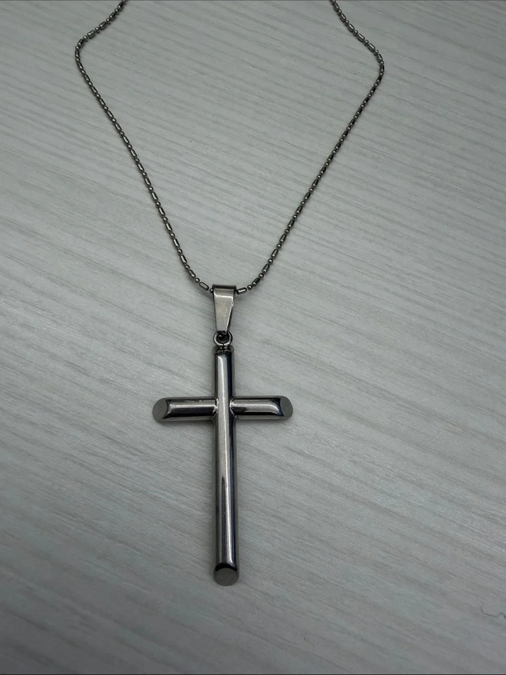 Men's Stainless Steel Cross Pendant Necklace - Silver